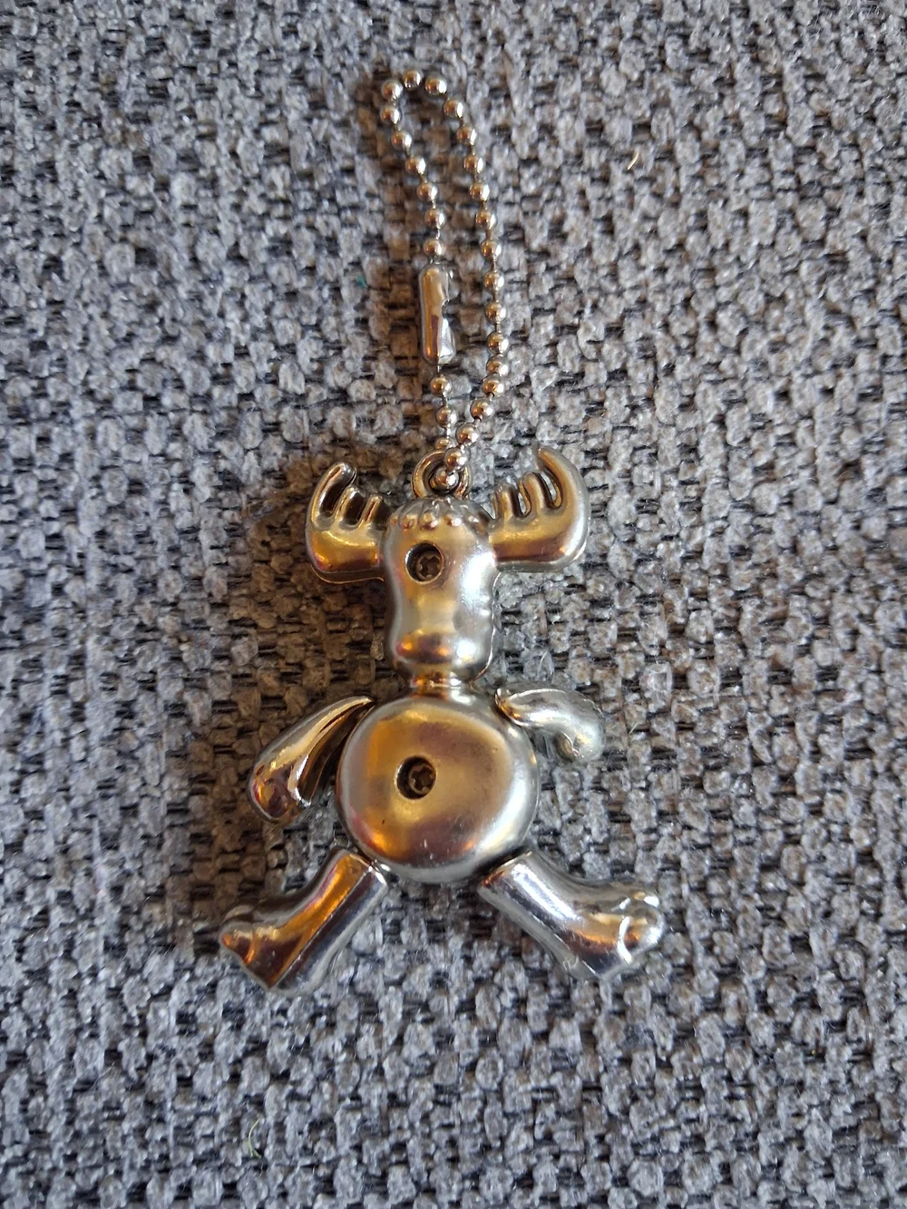 Silver Tone Moose Keychain Purse Charm - Cute Animal Accessory